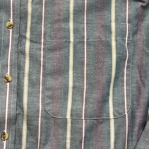 Vintage 90's Manhattan Vertical Stripe Wrinkle-Free Button Down Shirt XXL - Picture 3 of 8